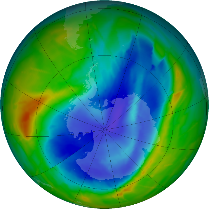 Antarctic ozone map for 09 September 2010